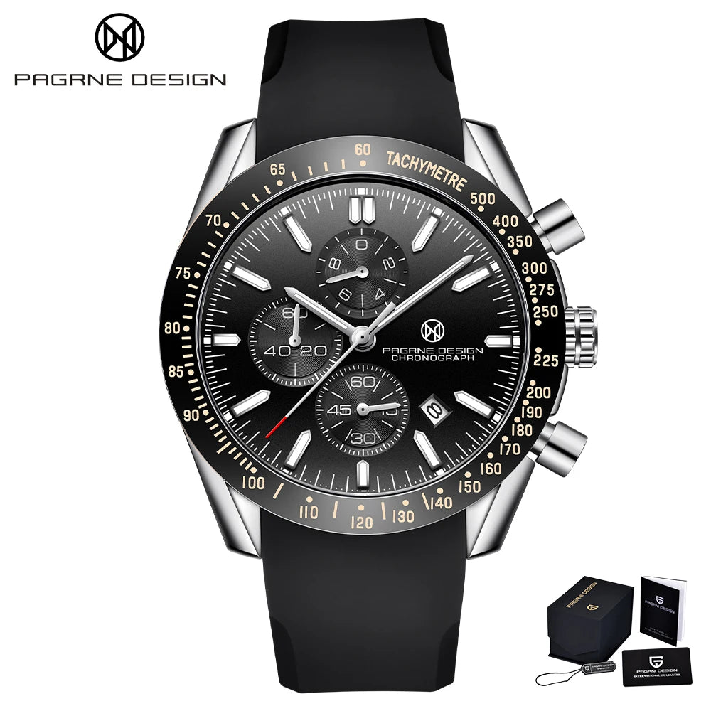 PAGANI DESIGN （Pagrne） New Men Quartz Watch Rubber Belt Men's Luxury Watch Fashion Casual Sports Male Clock Relogio Maasculino