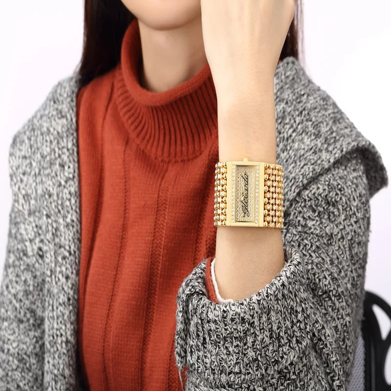 G&D Women's Gold Quartz Analog Watch with Stainless Steel Band