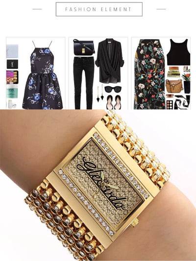 G&D Women's Gold Quartz Analog Watch with Stainless Steel Band