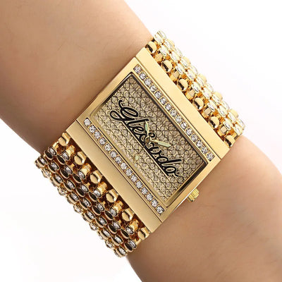 G&D Women's Gold Quartz Analog Watch with Stainless Steel Band