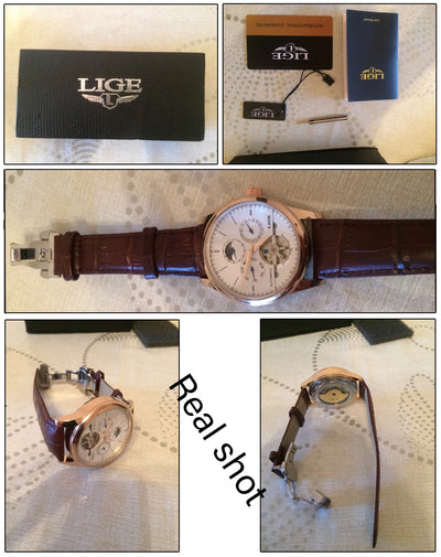 LIGE Brand Men Watches Automatic Mechanical Watch Tourbillon Sport Clock Leather Casual Business Retro Wristwatch Relojes Hombre