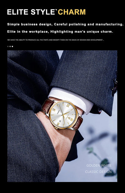 POEDAGAR Casual Wrist Watches For Men Luxury Business Genuine Leather Strap Luminous Quartz Man Watch Brand Top Waterproof 2023