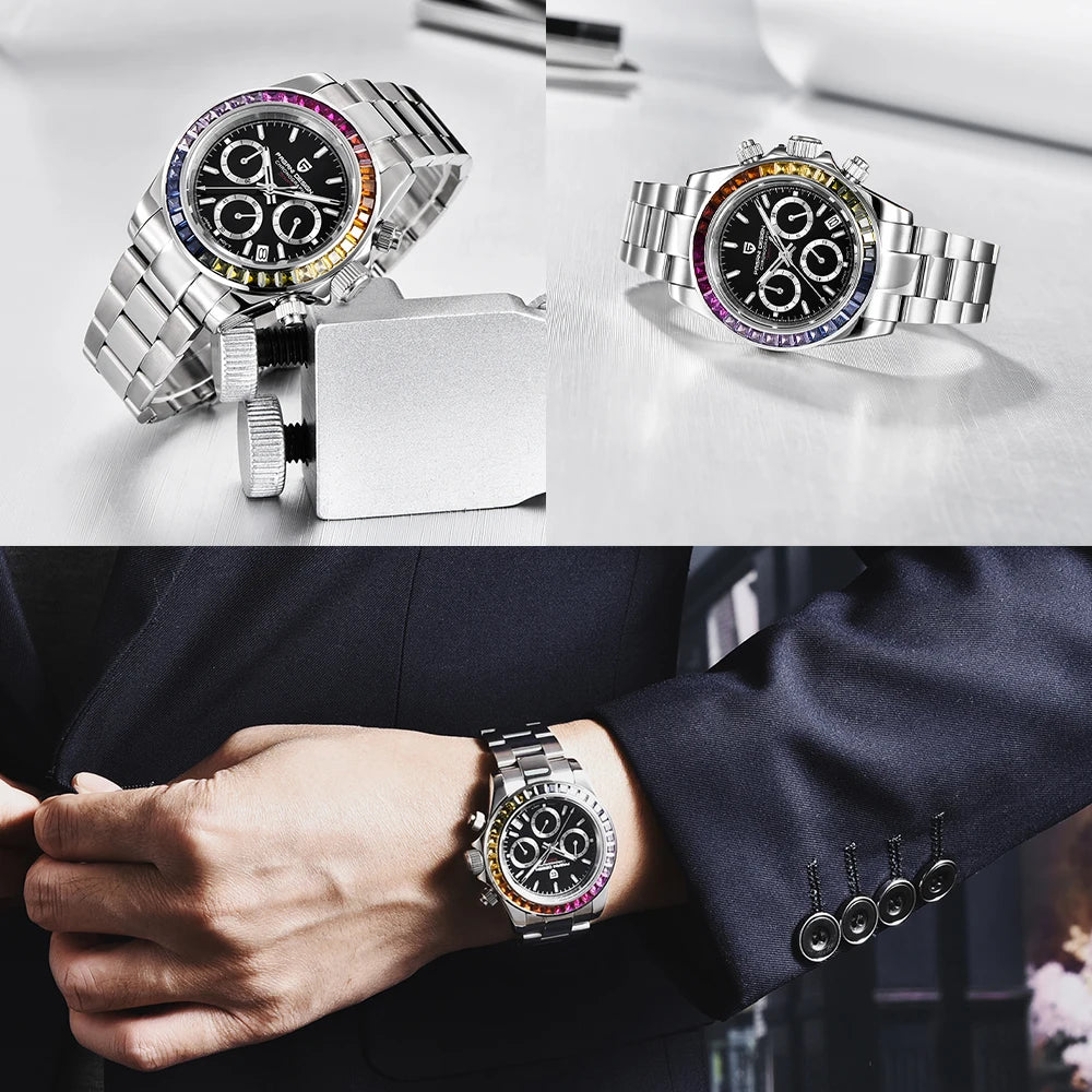 PAGANI DESIGN Men Watches Luxury Automatic Date Watch Men Quartz Watches For Men Brand Chronograph Japan VK63 Sapphire