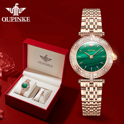 OUPINKE 3191 Luxury Women Watch Original Top Brand Waterproof Sapphire Mirror Diamond Watch Swiss Movement Quartz Women Watch