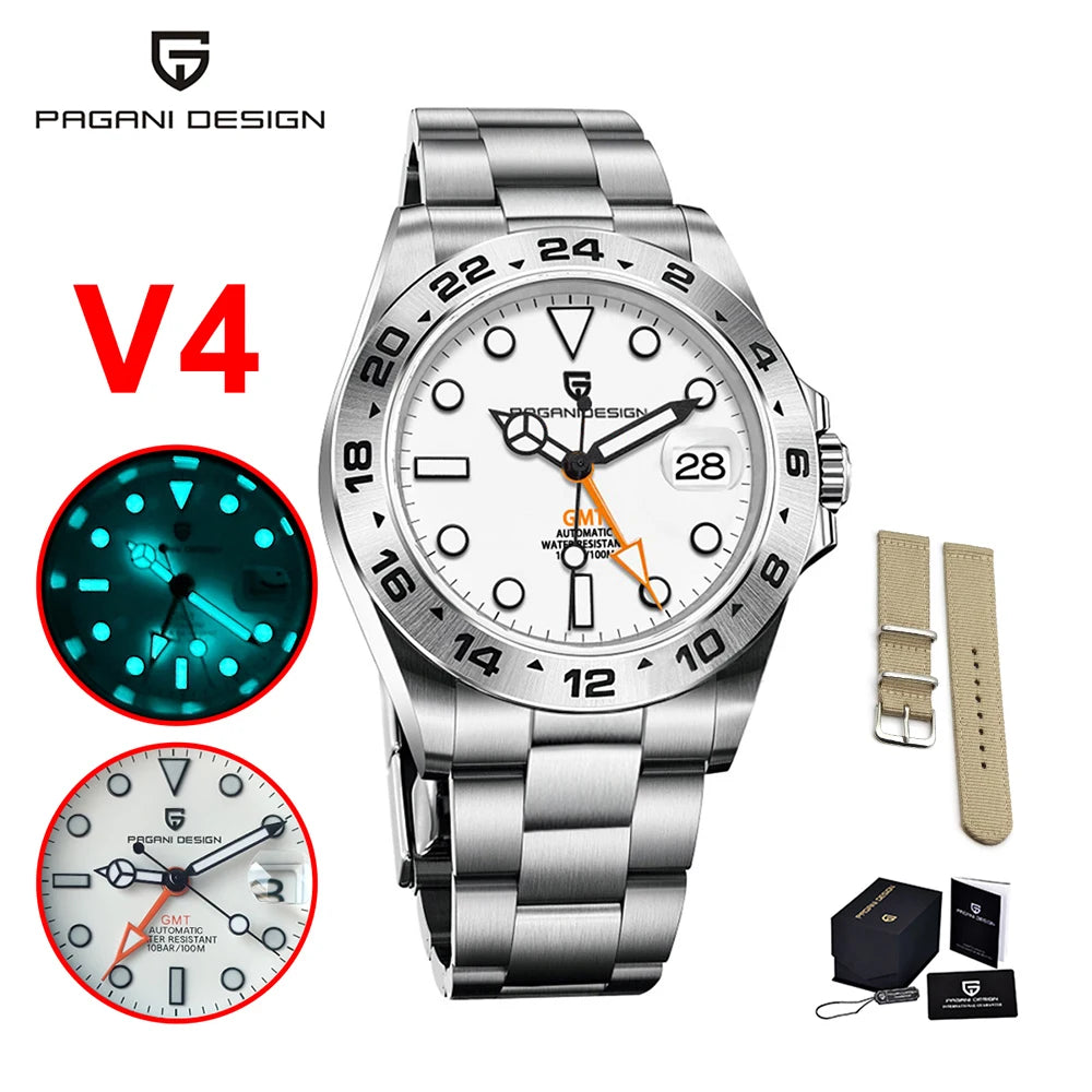 PAGANI DESIGN 2024 NEW NH34 GMT Men Automatic Mechanical Watch Adventurer Stainless Steel Luxur Waterproof Sapphire Reloj Hombre