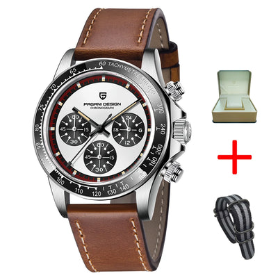 PAGANI DESIGN New Men's Quartz Watch Fashion Ceramic bezel Chronograph 100m Waterproof Men's Stainless Steel Watch