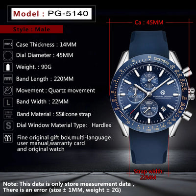 PAGANI DESIGN （Pagrne） New Men Quartz Watch Rubber Belt Men's Luxury Watch Fashion Casual Sports Male Clock Relogio Maasculino