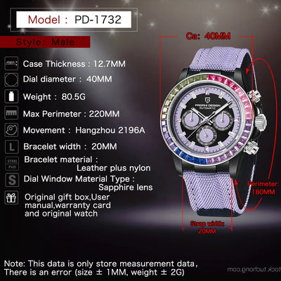 PAGANI DESIGN New 40MM Rainbow Circle Luxury Men's Watch Multi functional Automatic Watch Men's Sapphire Glass Waterproof