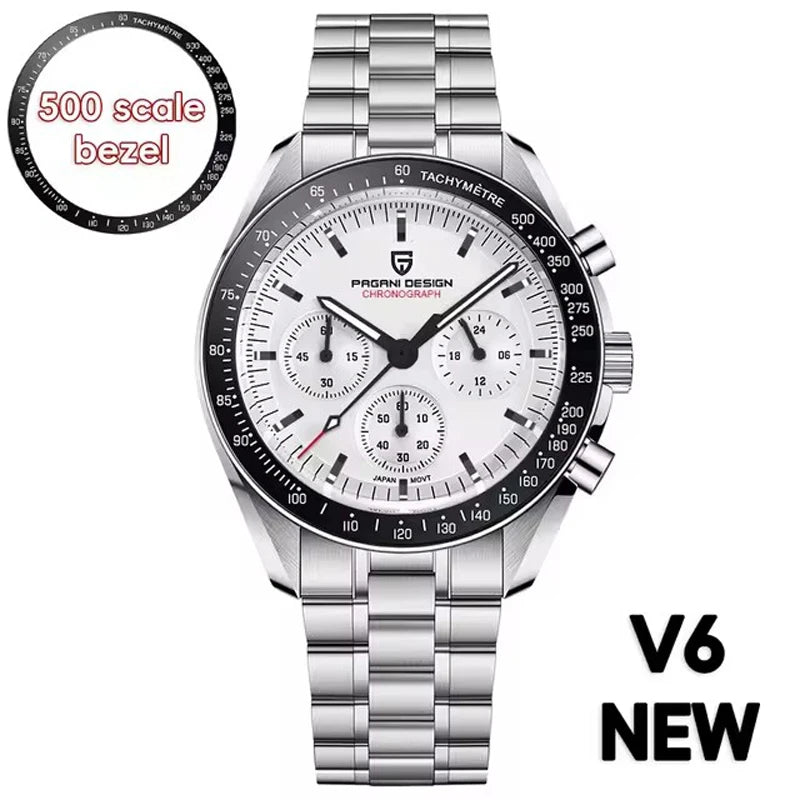 PAGANI DESIGN 2025 New Moon Men's Watches Luxury Quartz Watch Man Chronograph VK63 Men Gifts AR Sapphire Mirror Luminous Clock