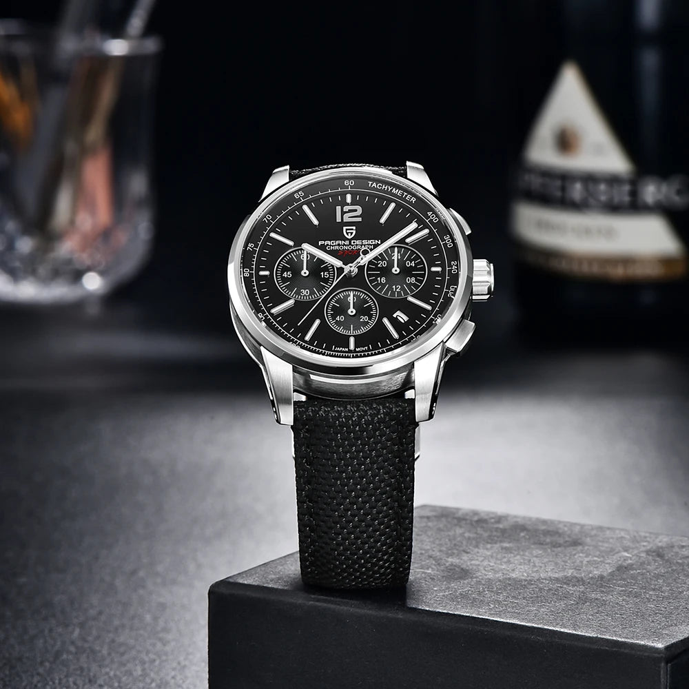 PAGANI DESIGN Quartz Watches for Men, VK63, Sports, Luxury, Sapphire Glass, Chronograph, Stainless Steel, PDYS008