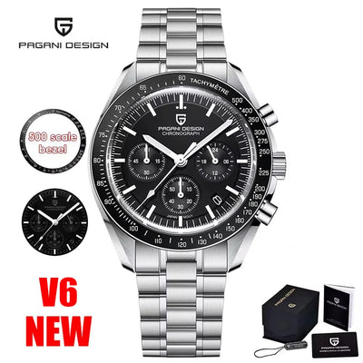 PAGANI DESIGN 2025 New Moon Men's Watches Luxury Quartz Watch Man Chronograph VK63 Men Gifts AR Sapphire Mirror Luminous Clock