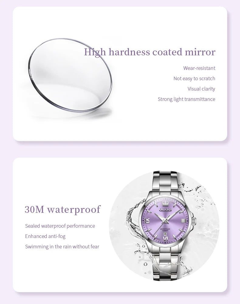 OLEVS 3668 Women Watch Fashion Elegant Roman Scale Waterproof Automatic Date Quartz Watch Luxury Brand Women Watch Reloj Mujer