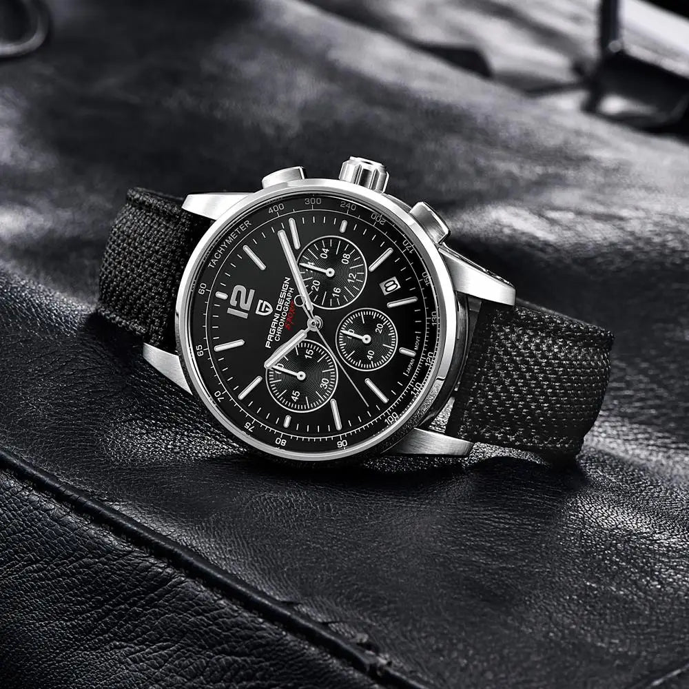 PAGANI DESIGN Quartz Watches for Men, VK63, Sports, Luxury, Sapphire Glass, Chronograph, Stainless Steel, PDYS008