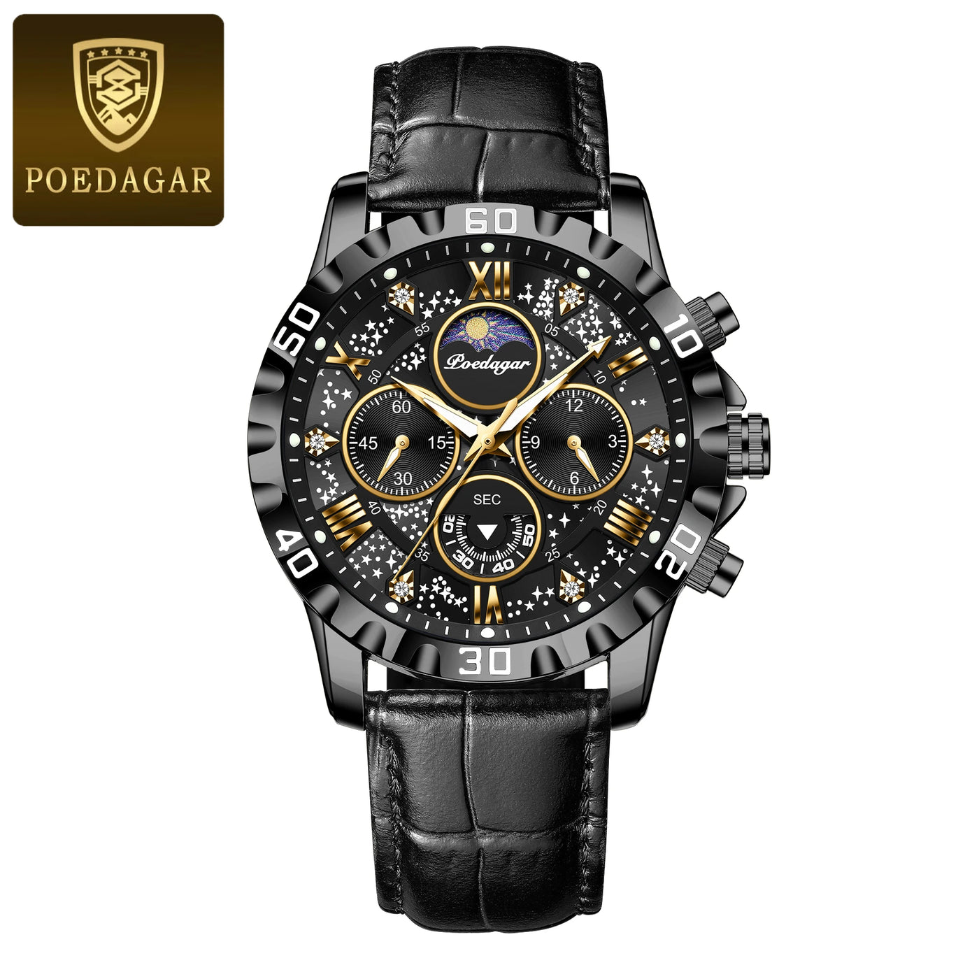 POEDAGAR Luxury Stainless Steel Quartz Sport Luminous Military Waterproof Watch