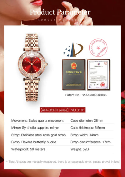 OUPINKE 3191 Luxury Women Watch Original Top Brand Waterproof Sapphire Mirror Diamond Watch Swiss Movement Quartz Women Watch