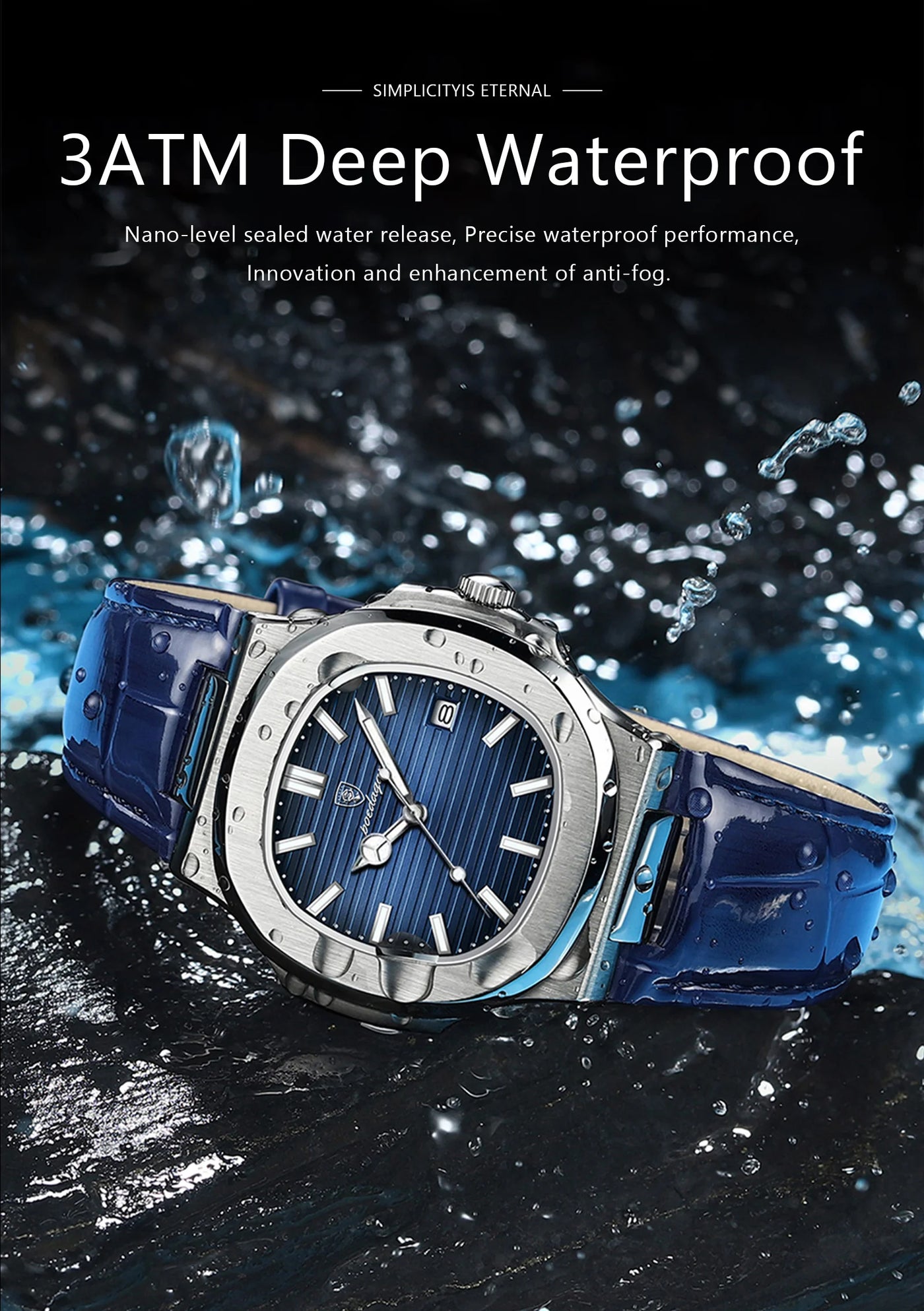 POEDAGAR Casual Square Men's Watch Waterproof Date Luminous Leather Man Quartz Watch High Quality Luxury Fashion Watches For Men