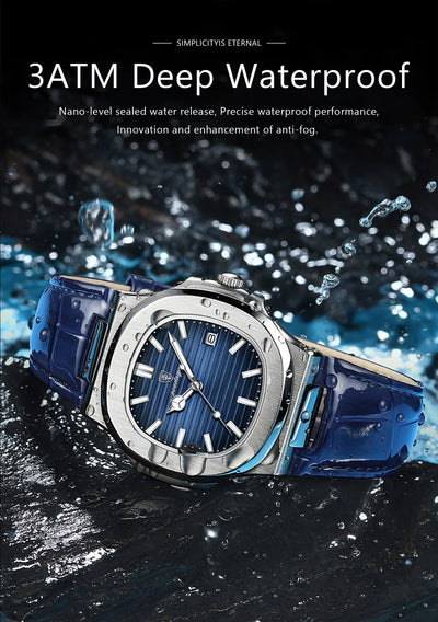 POEDAGAR Casual Square Men's Watch Waterproof Date Luminous Leather Man Quartz Watch High Quality Luxury Fashion Watches For Men