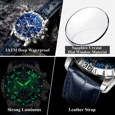 POEDAGAR Luxury Military Sport Quartz Luminous Waterproof Stainless Steel Watch