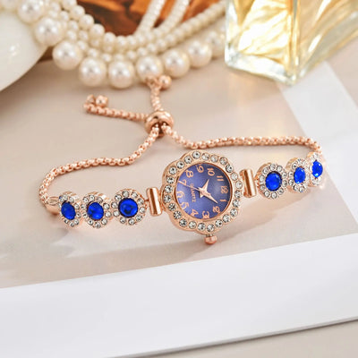 2025 Women's Luxury Flower-Shaped Quartz Watch with Diamond Accents