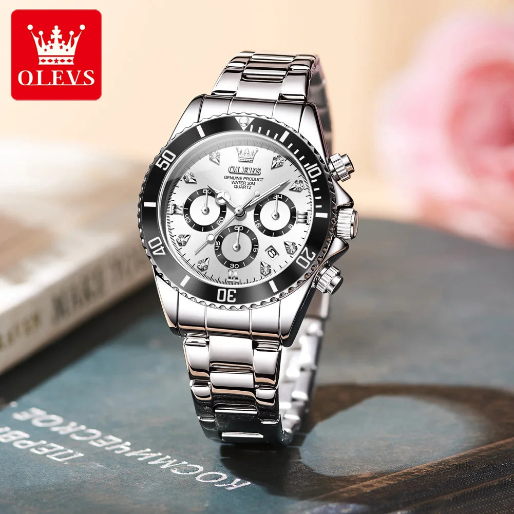 OLEVS 5632 Women Watch Original Luxury Quartz Watch Simple Date Chronograph Waterproof Luminous Clock HD Blue Gift Women Watch