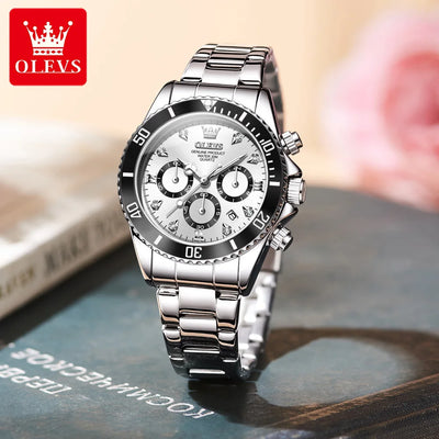 OLEVS 5632 Women Watch Original Luxury Quartz Watch Simple Date Chronograph Waterproof Luminous Clock HD Blue Gift Women Watch