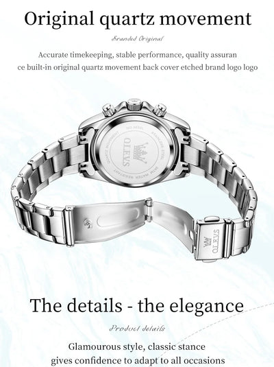 OLEVS 5632 Women Watch Original Luxury Quartz Watch Simple Date Chronograph Waterproof Luminous Clock HD Blue Gift Women Watch