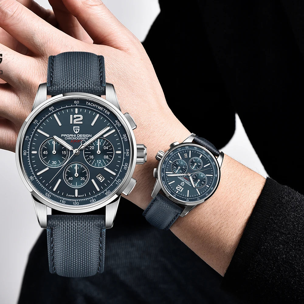 PAGANI DESIGN Quartz Watches for Men, VK63, Sports, Luxury, Sapphire Glass, Chronograph, Stainless Steel, PDYS008