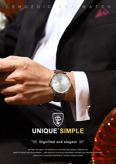 POEDAGAR Casual Wrist Watches For Men Luxury Business Genuine Leather Strap Luminous Quartz Man Watch Brand Top Waterproof 2023
