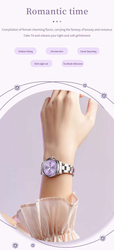 OLEVS 3668 Women Watch Fashion Elegant Roman Scale Waterproof Automatic Date Quartz Watch Luxury Brand Women Watch Reloj Mujer