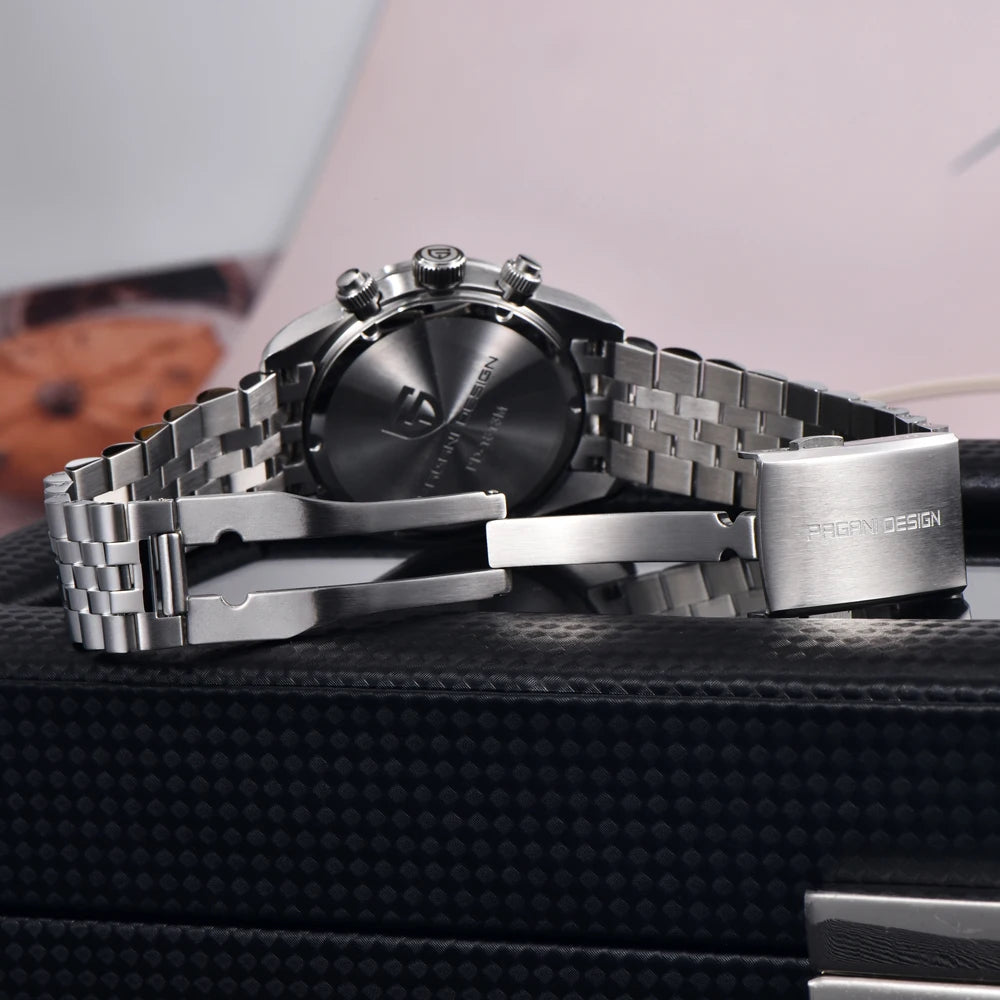 PAGANI DESIGN 2025 New Men's Quartz Watches New Release full Stainless Steel Waterproof Sports Chronograph Wrist Watch for Men