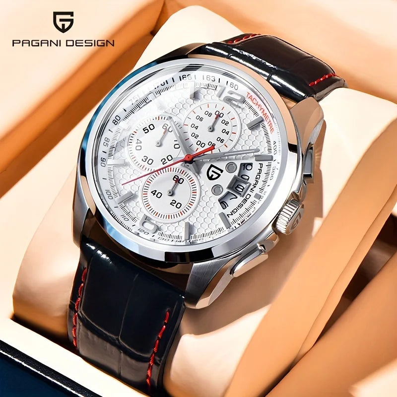 PAGANI DESIGN 2024 Men Quartz Luxury Military Leather Watch Relogio Masculino