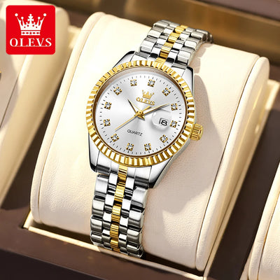 OLEVS 5526 Women's Luxury Diamond Quartz Watch with Automatic Date