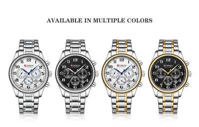 CURREN Men's Watches Luxury Brand Quartz Wristwatch - Chronograph Round Dial with Auto Date, Waterproof