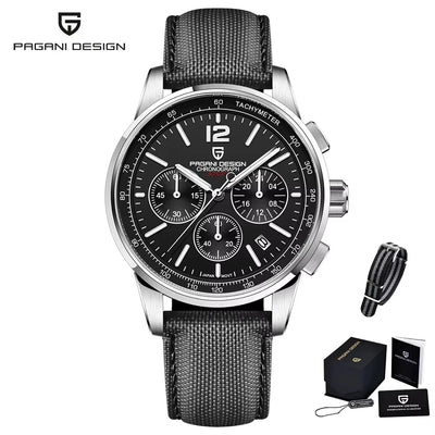 PAGANI DESIGN Quartz Watches for Men, VK63, Sports, Luxury, Sapphire Glass, Chronograph, Stainless Steel, PDYS008