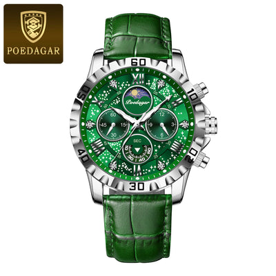 POEDAGAR Luxury Military Stainless Steel Quartz Waterproof Sport Luminous Watch