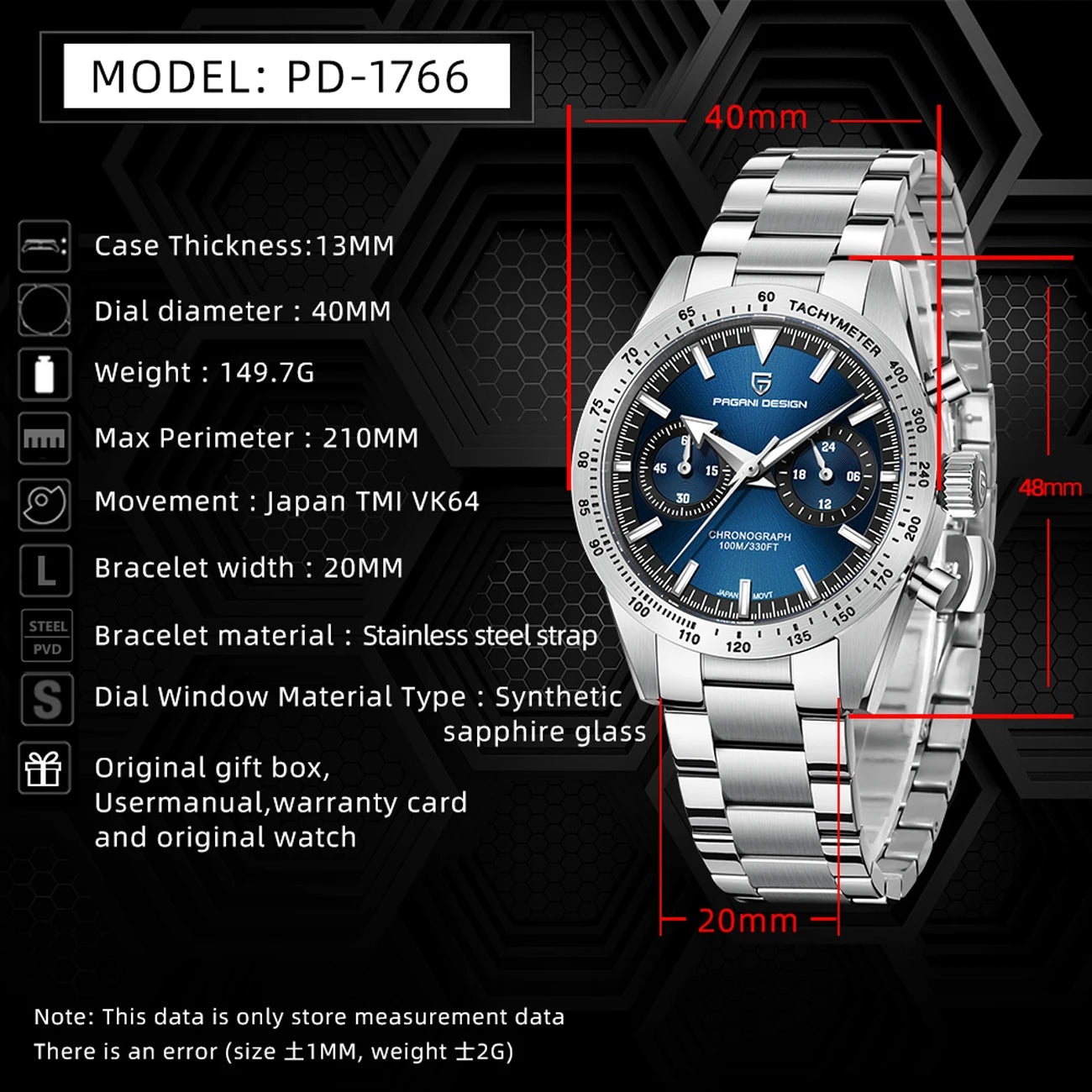 PAGANI DESIGN 2023 NEW Watches Quartz Watch For Men Speed Chronograph Waterproof VK64 AR Sapphire Mirror Wristwatch Reloj Hombre