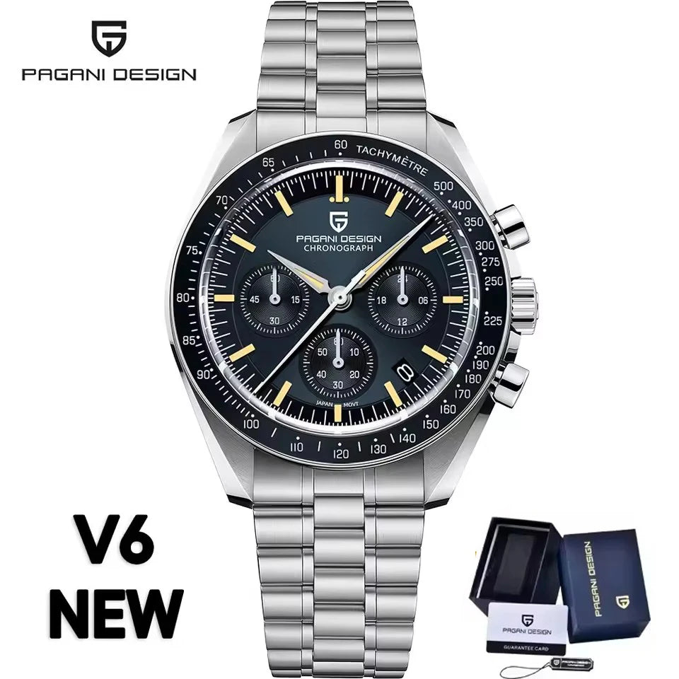 PAGANI DESIGN 1701 New Men's Watches Top Luxury Quartz Watch For Men Auto Date Speed Chronograph AR Sapphire Mirror Wristwatch
