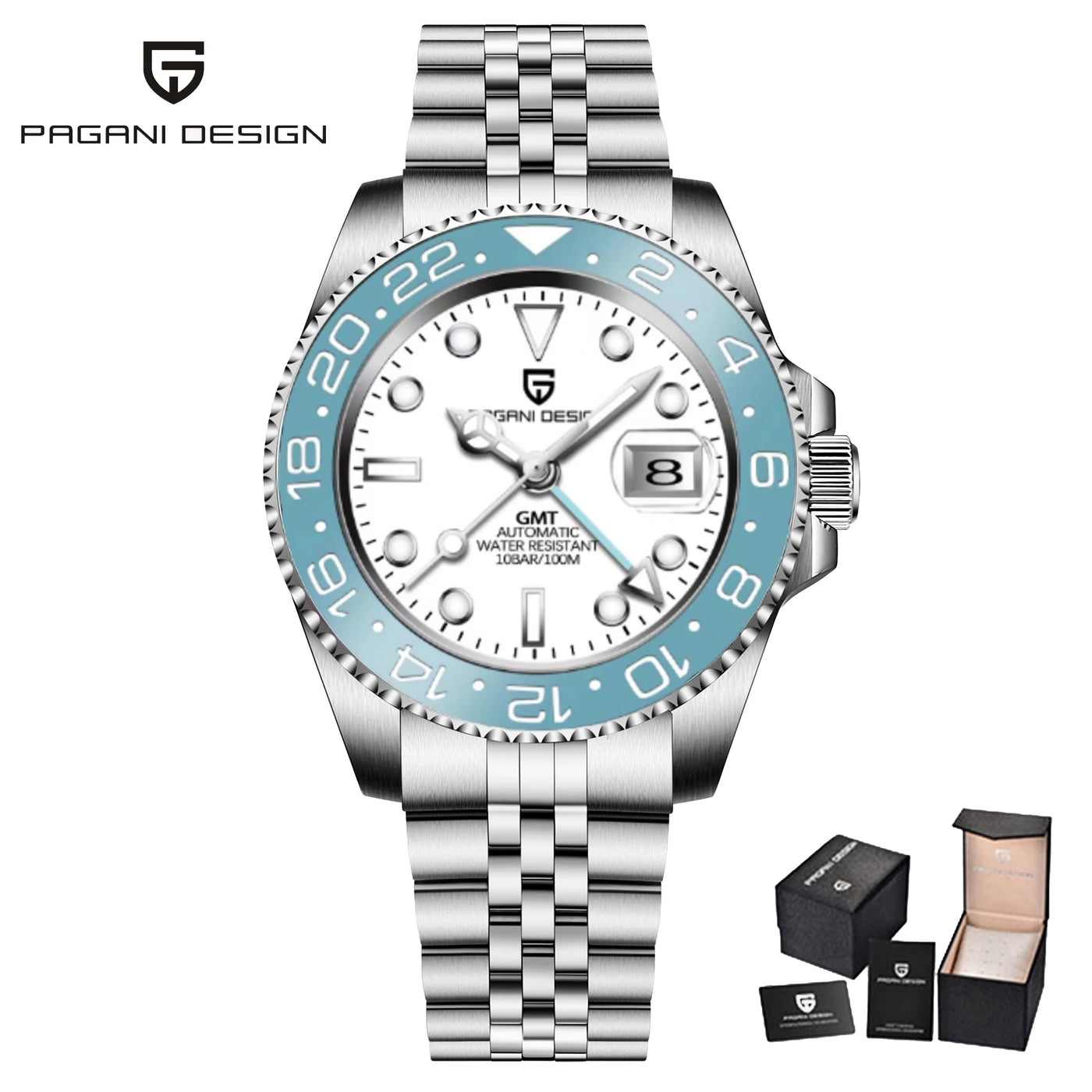 PAGANI DESIGN New 40MM GMT Watch White Dial Top Brand Luxury Men's Watch Ceramic Luminous Automatic Mechanical Watch