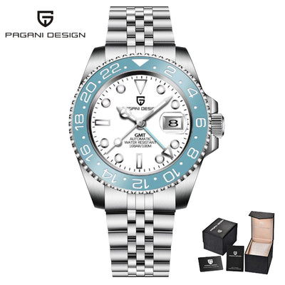 PAGANI DESIGN New 40MM GMT Watch White Dial Top Brand Luxury Men's Watch Ceramic Luminous Automatic Mechanical Watch