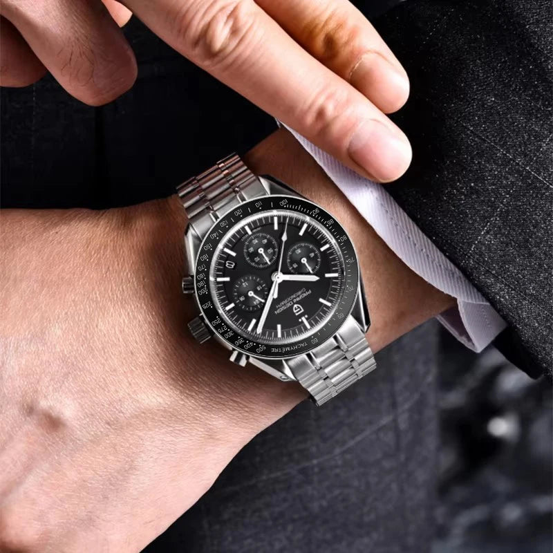 PAGANI DESIGN 2025 New Moon Men's Watches Luxury Quartz Watch Man Chronograph VK63 Men Gifts AR Sapphire Mirror Luminous Clock