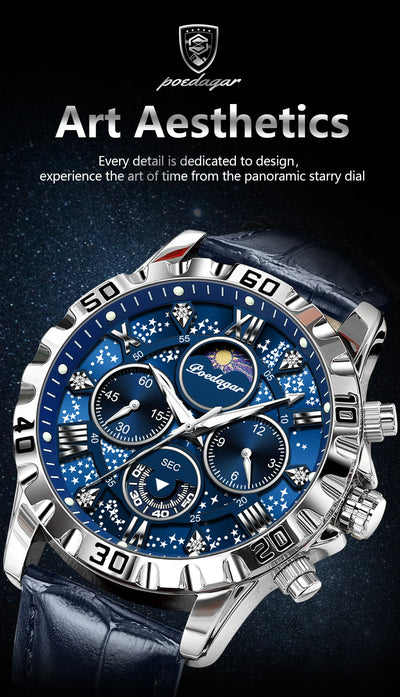 POEDAGAR Luxury Quartz Military Stainless Steel Waterproof Sport Luminous Watch