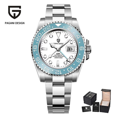 PAGANI DESIGN New 40MM GMT Watch White Dial Top Brand Luxury Men's Watch Ceramic Luminous Automatic Mechanical Watch