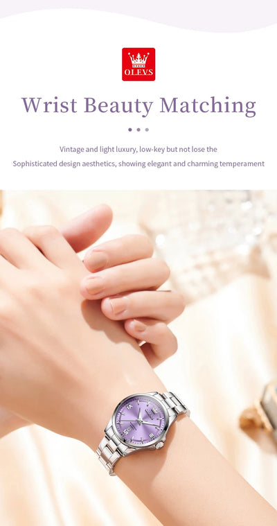 OLEVS 3668 Women Watch Fashion Elegant Roman Scale Waterproof Automatic Date Quartz Watch Luxury Brand Women Watch Reloj Mujer