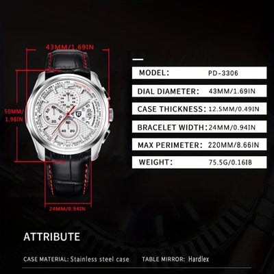 PAGANI DESIGN 2024 Leather Quartz Military Luxury Men’s Watch Relogio Masculino