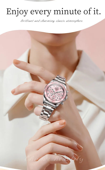OLEVS 5632 Women Watch Original Luxury Quartz Watch Simple Date Chronograph Waterproof Luminous Clock HD Blue Gift Women Watch