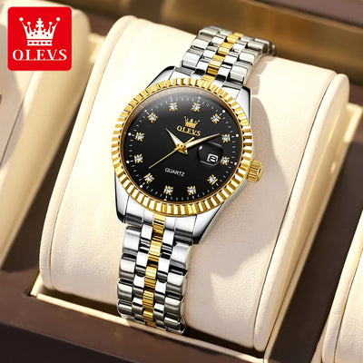 OLEVS 5526 Women's Luxury Diamond Quartz Watch with Automatic Date