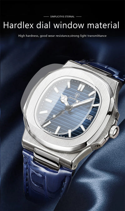 POEDAGAR Casual Square Men's Watch Waterproof Date Luminous Leather Man Quartz Watch High Quality Luxury Fashion Watches For Men