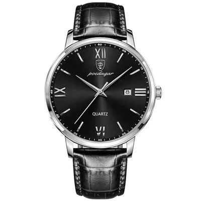 POEDAGAR Casual Wrist Watches For Men Luxury Business Genuine Leather Strap Luminous Quartz Man Watch Brand Top Waterproof 2023