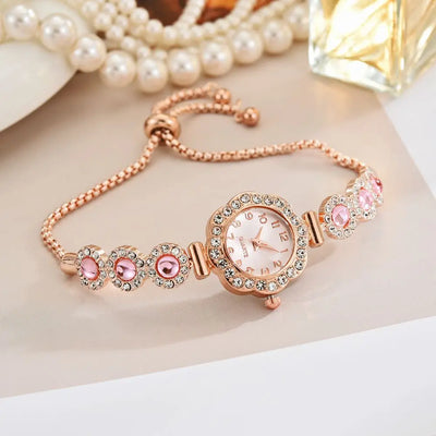 2025 Women's Luxury Flower-Shaped Quartz Watch with Diamond Accents
