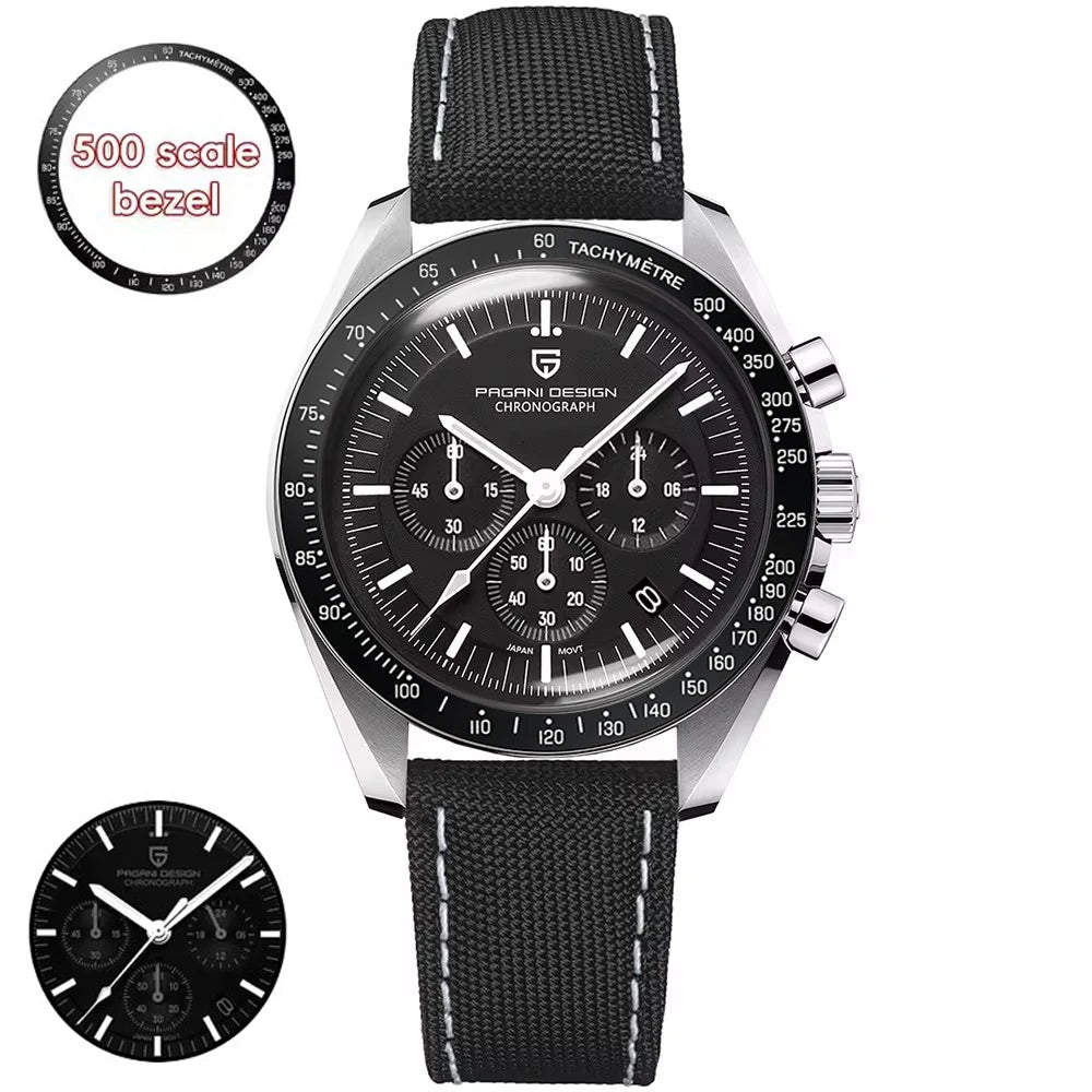 PAGANI DESIGN 2025 New Moon Men's Watches Luxury Quartz Watch Man Chronograph VK63 Men Gifts AR Sapphire Mirror Luminous Clock